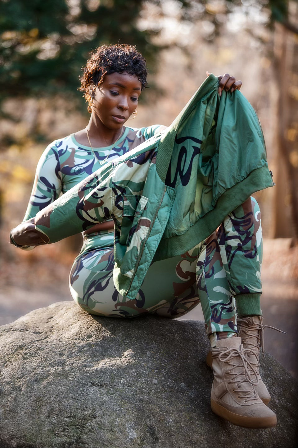 Abstract Camo Activewear Set