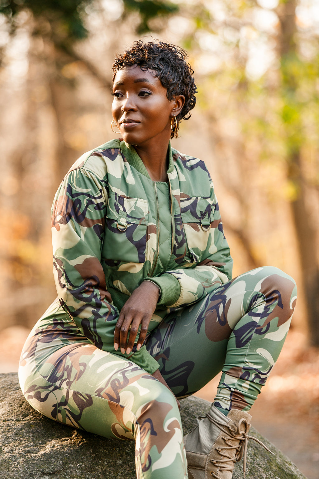 Abstract Camo Activewear Set