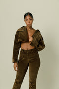 Olive TIÉR Corduroy Cropped Jacket