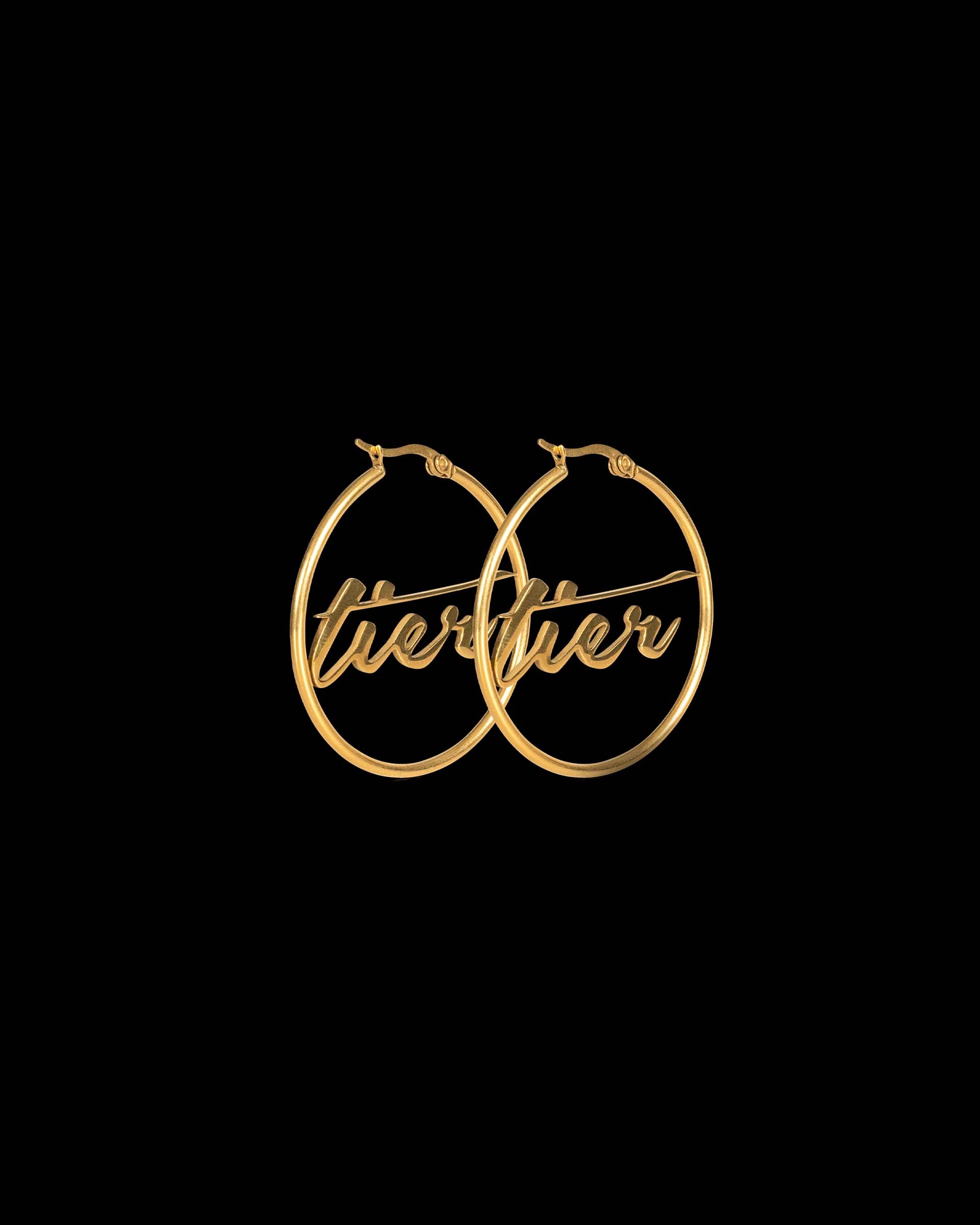 TIER Script Hoop Earrings
