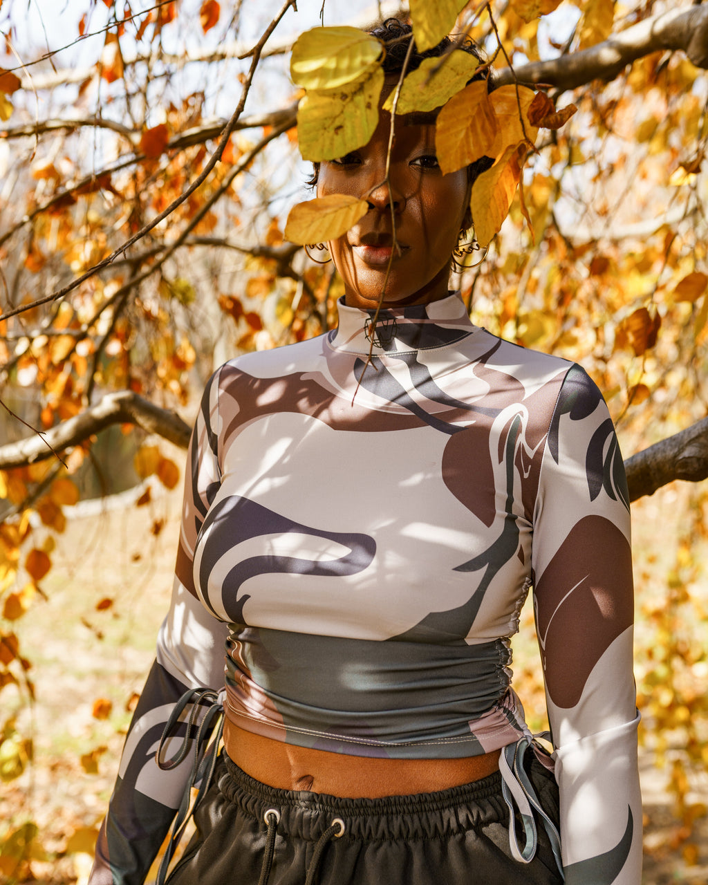 Abstract Camo Ruched Top