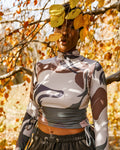 Abstract Camo Ruched Top