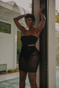 Ruched Mesh Cover Up Skirt