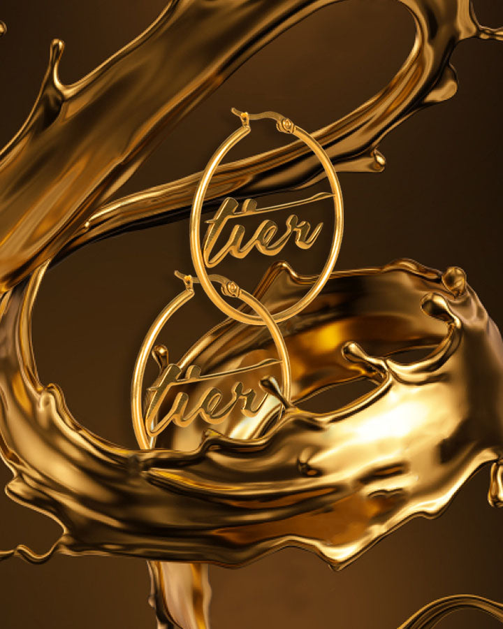 TIER Script Hoop Earrings